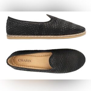 CHARIX Handmade Wild Black Slip On Leather Textured Loafers $205 EU41/US9.5-10!